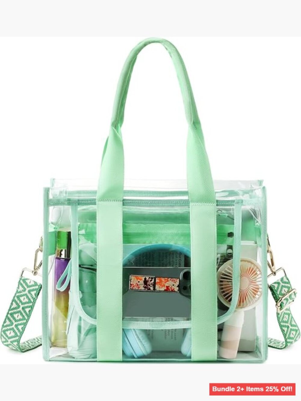 Clear Tote Bag with Zipper, Stadium Approved for Events & Beach